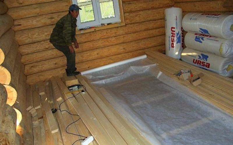 Le dispositif de planchers en bois dans une maison en bois rond